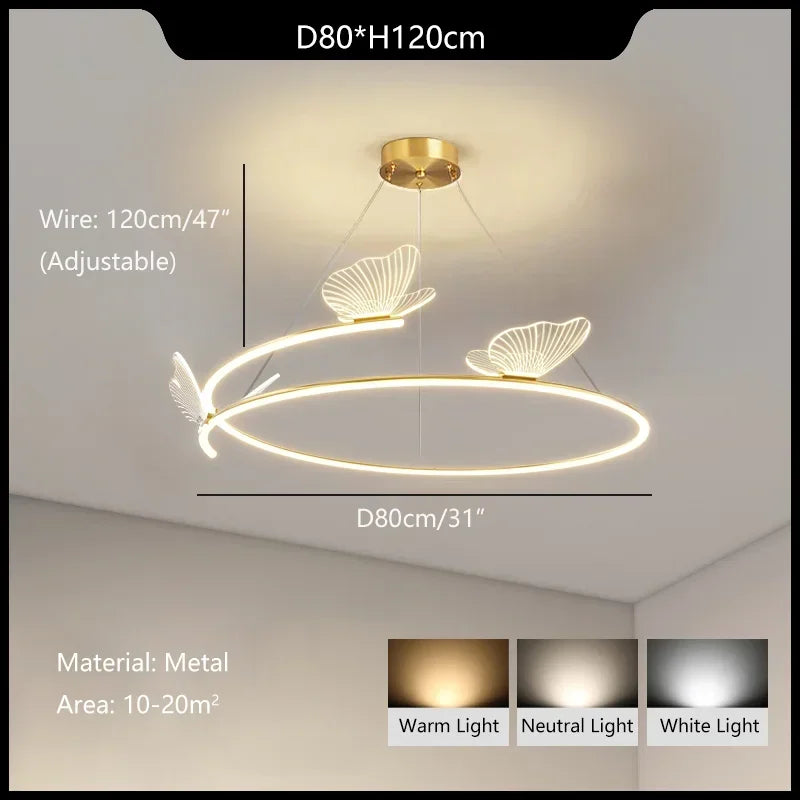 lustre papillon moderne design créatif pour décoration intérieure - vue 8 sur 9