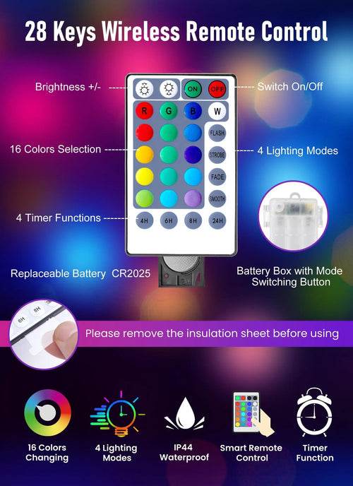 guirlande lumineuse à led avec télécommande pour fêtes et événements - vue 3 sur 6