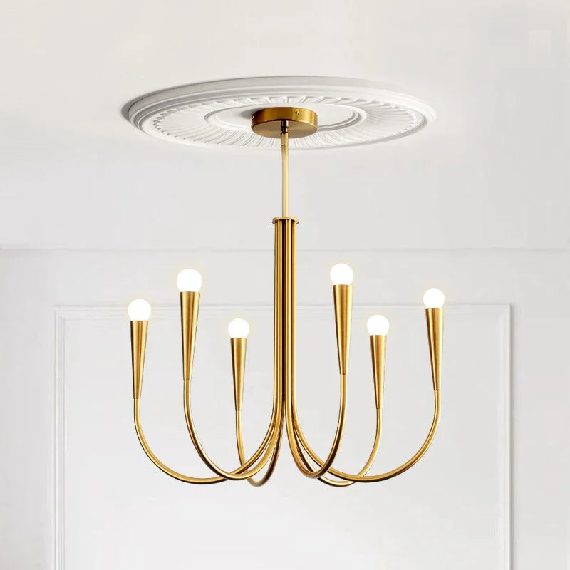 lustre style français doré led pour décoration de luxe - vue 2 sur 14