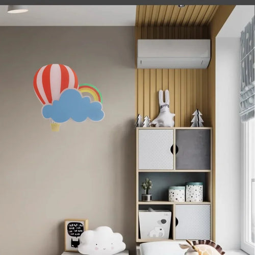 applique murale led nuage montgolfière dessin animé pour enfant - vue 4 sur 7