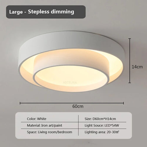 Plafonnier moderne led minimaliste blanc double rond - vue 15 sur 18