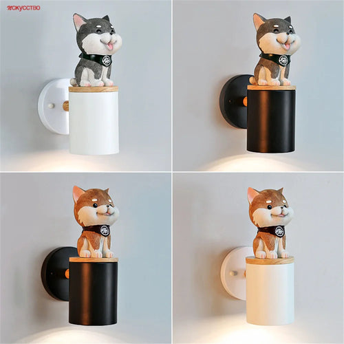 applique murale led créative chat et chien pour enfants - vue 2 sur 12