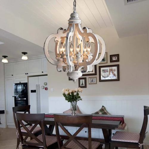 lustre en bois massif style rétro pour une ambiance nostalgique - vue 3 sur 7