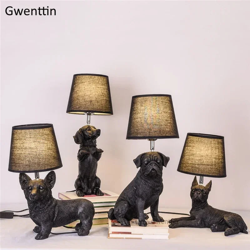 lampe de table moderne pour chiot en résine décorative - vue 3 sur 16