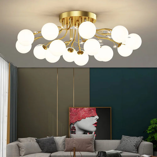 lustre à led en verre bulles design moderne et élégant - vue 6 sur 18