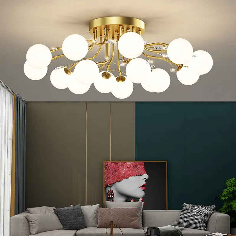 lustre à led en verre bulles design moderne et élégant - vue 6 sur 18