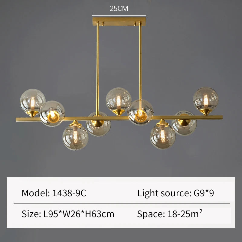 lustre led de luxe design moderne en verre - vue 9 sur 9