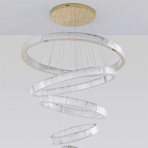 lustre moderne en cristal avec anneaux réglables pour décoration intérieure - vue 7 sur 25