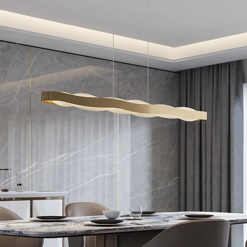 lustre moderne en acier inoxydable design vague pour décoration intérieure - vue 2 sur 12