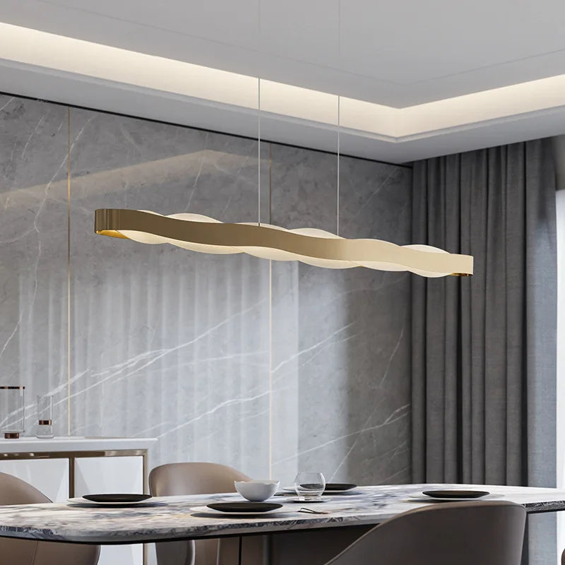 lustre moderne en acier inoxydable design vague pour décoration intérieure - vue 2 sur 12