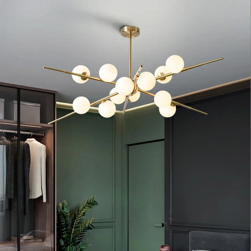 lustre moderne en verre pour éclairage intérieur design - vue 3 sur 10