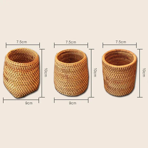 boîte de rangement en rotin pour ustensiles et vaisselle - vue 9 sur 9