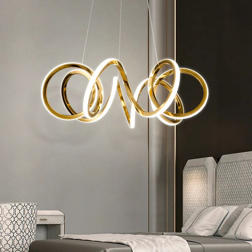 plafonnier led suspendu en silicone doré design moderne et créatif - vue 4 sur 16