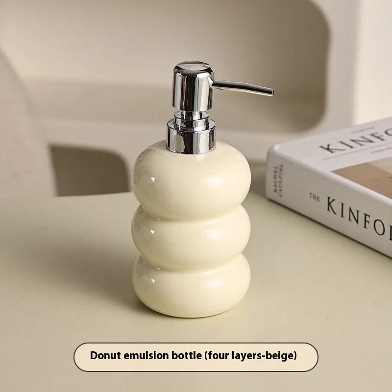 distributeur de savon en céramique style nordique forme de beignet - vue 9 sur 12
