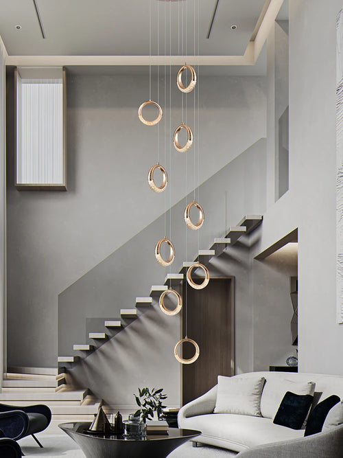 lustre à led design moderne pour éclairage suspendu élégant - vue 4 sur 14