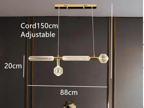 suspension tubes lumineux en verre transparent design nordique réglable - vue 18 sur 20