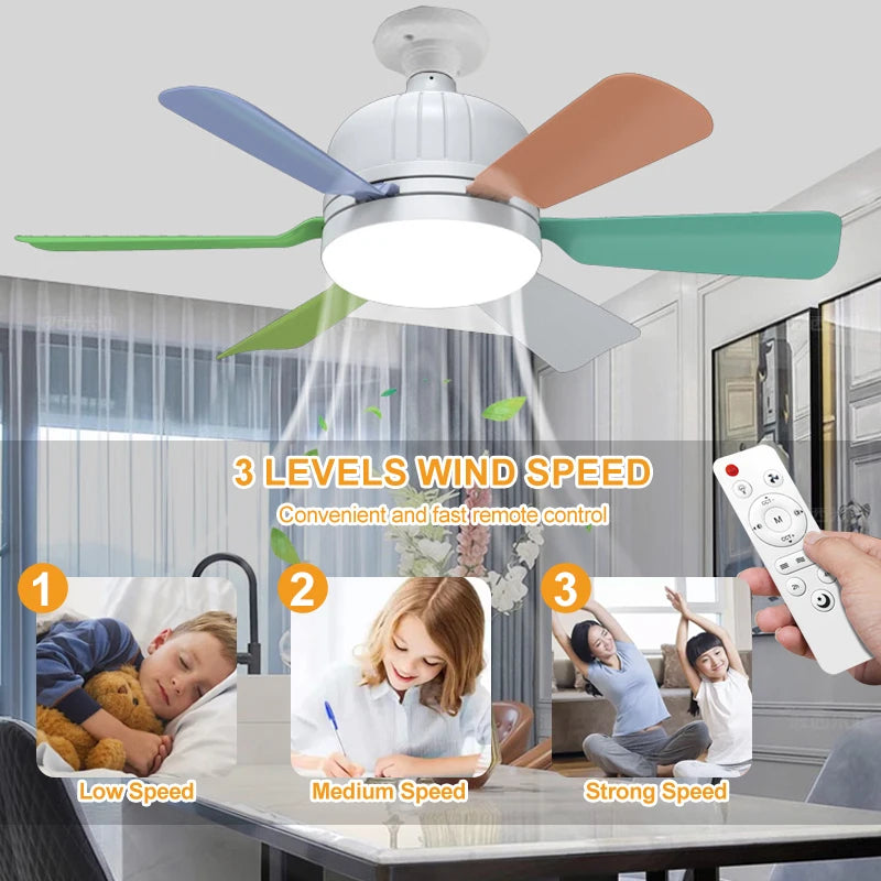 plafonnier ventilateur lumineux avec télécommande intelligente pour intérieur - vue 2 sur 8