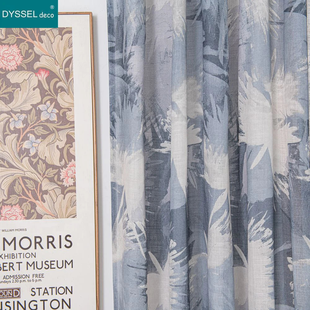 Rideau motif feuilles style naturel pour salon chambre - vue 2 sur 8