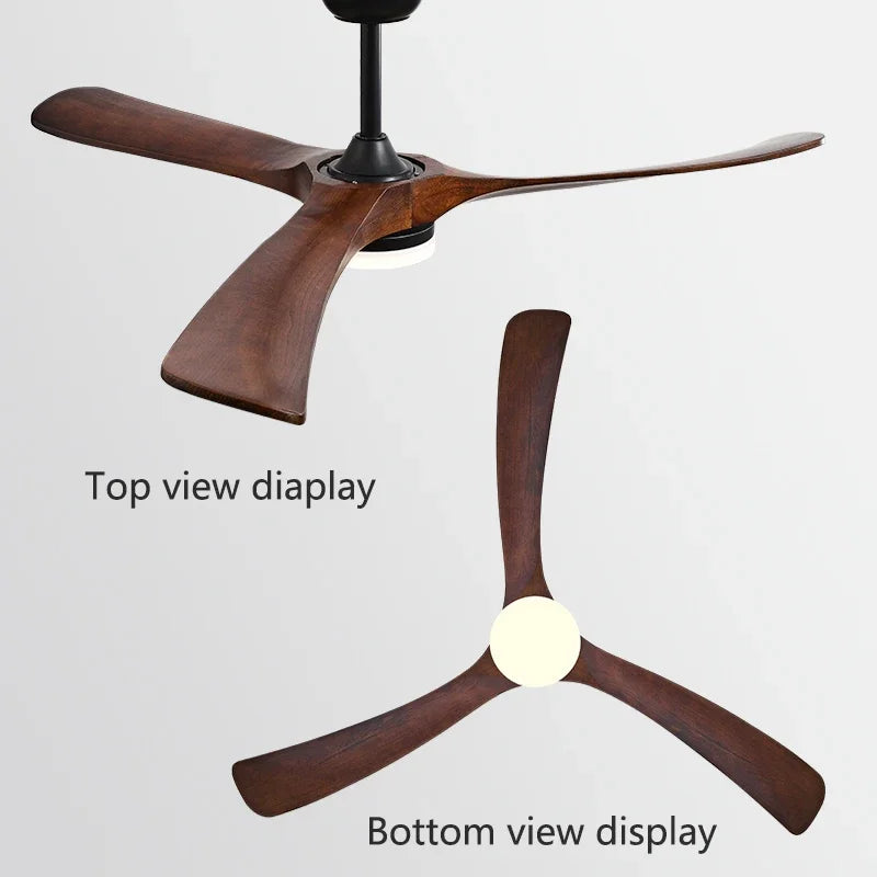 ventilateur suspendu en bois avec lumière design élégant pour toutes saisons - vue 4 sur 9