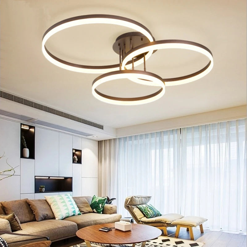 Modern LED super bright circular ceiling light in living room, Nordic restaurant light, minimalist bedroom ceiling light fixture - vue 1 sur 7