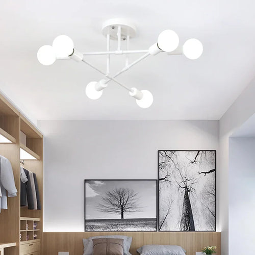 Moderne Créatif LED Plafonnier Lustre Spoutnik Lumière Semi-intégré Nordique Décor À La Maison Luminaires pour Chambre Salon - vue 15 sur 14