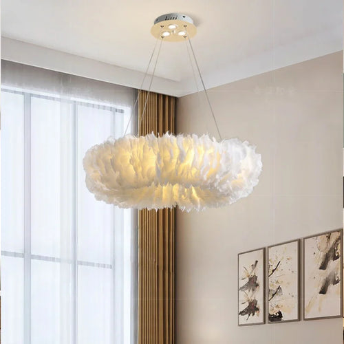 lustre nordique moderne avec plumes led pour décoration intérieure - vue 3 sur 21