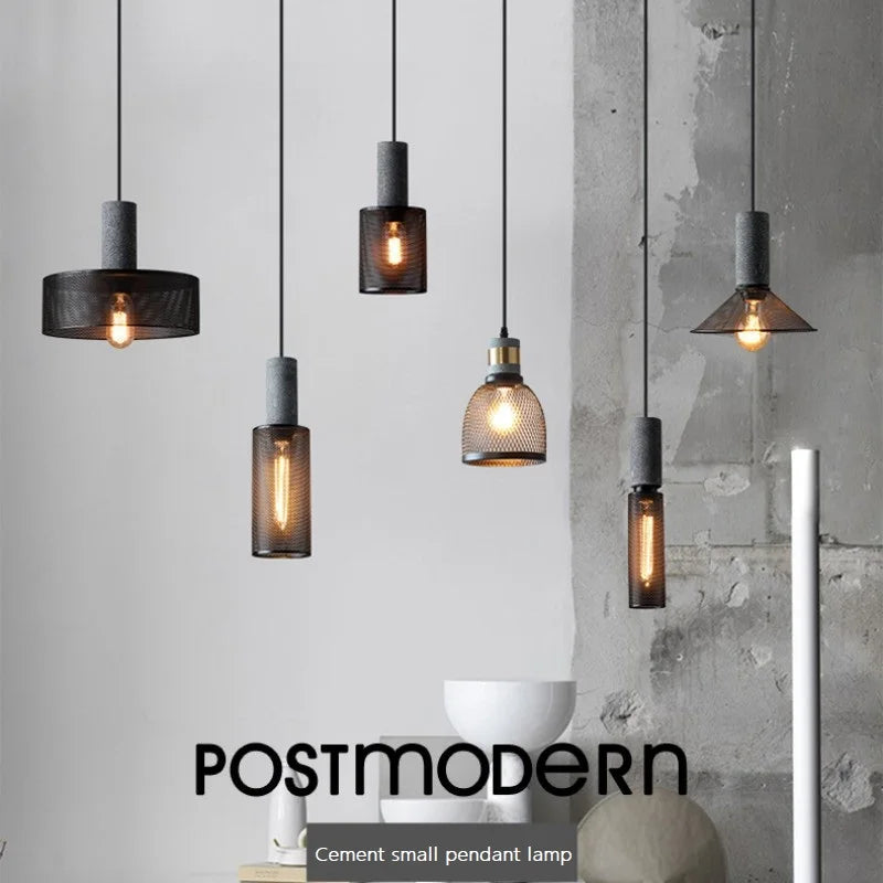 lampe suspendue en béton industriel avec abat-jour en fer - vue 3 sur 29