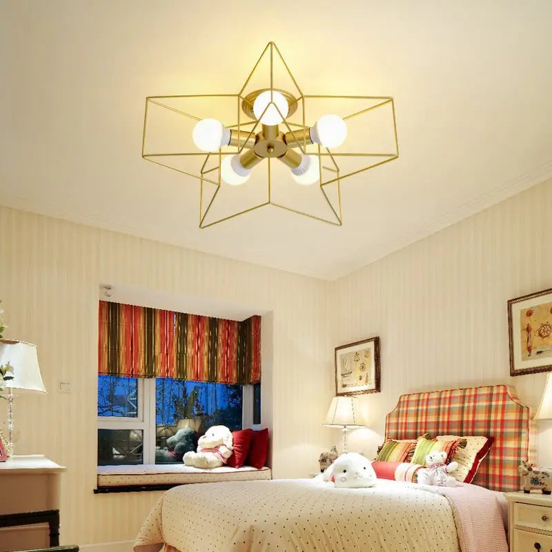 lustre moderne minimaliste en cuivre avec étoile led - vue 4 sur 23