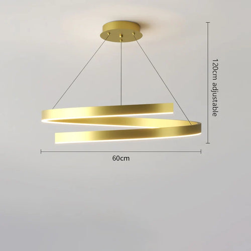 lustre à anneau simple moderne en fer doré avec éclairage LED intérieur - vue 11 sur 15