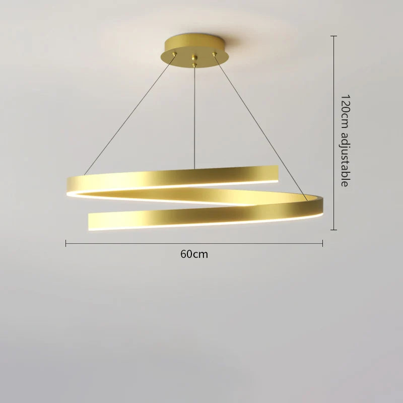 lustre à anneau simple moderne en fer doré avec éclairage LED intérieur - vue 10 sur 15