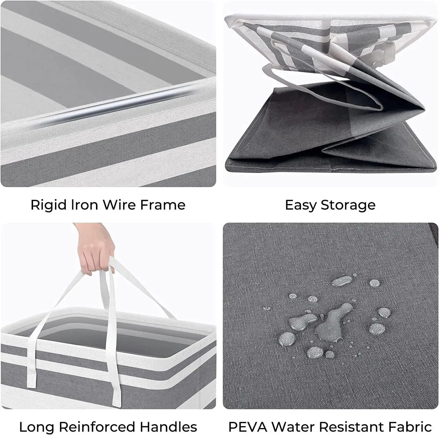 panier à linge pliable en tissu imperméable grande capacité - vue 8 sur 8