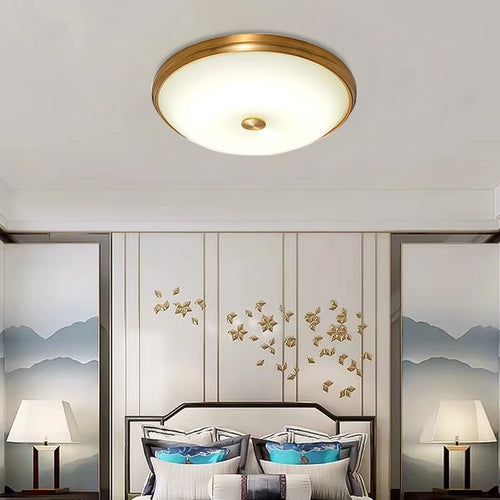 Plafonnier LED rond en verre au design moderne - vue 4 sur 11
