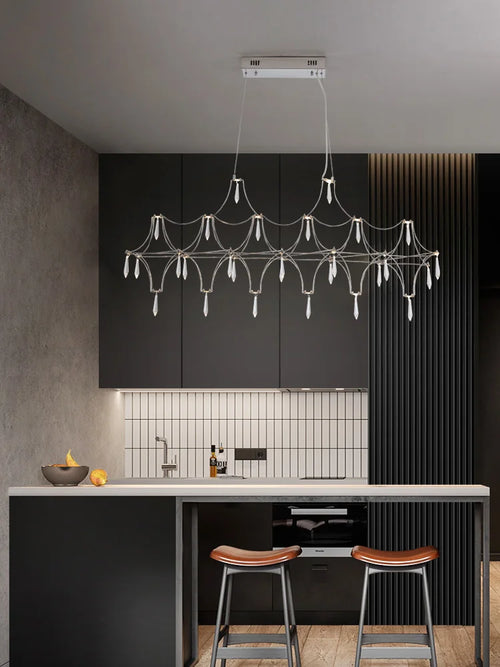 lustre postmoderne en cristal de luxe design nordique led - vue 4 sur 6