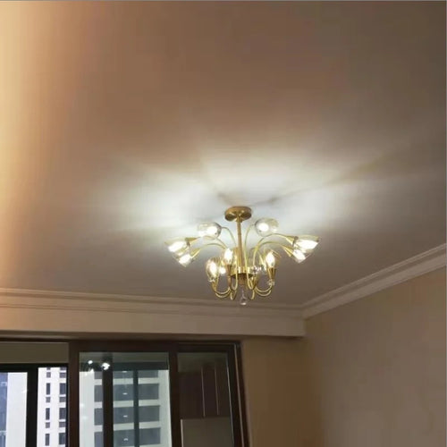 lustre en cristal moderne en cuivre pour éclairage intérieur - vue 6 sur 14