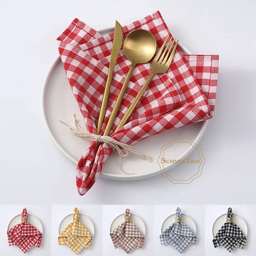 Serviette de table coton motif vichy style classique - vue 3 sur 7