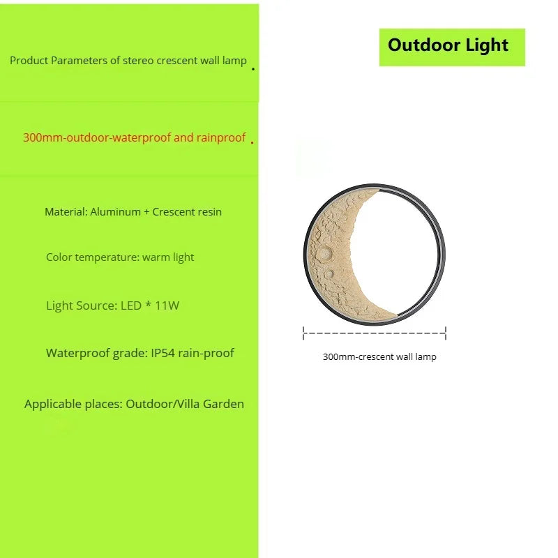 nouvelle applique murale lune led étanche moderne extérieur jardin résine - vue 15 sur 15