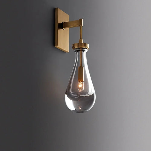 applique murale design gouttelette d'eau cristal led cuivre nordique - vue 5 sur 20