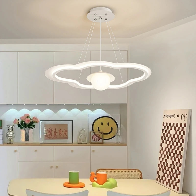 lustre led avec abat-jour nuage pour décoration intérieure - vue 6 sur 9
