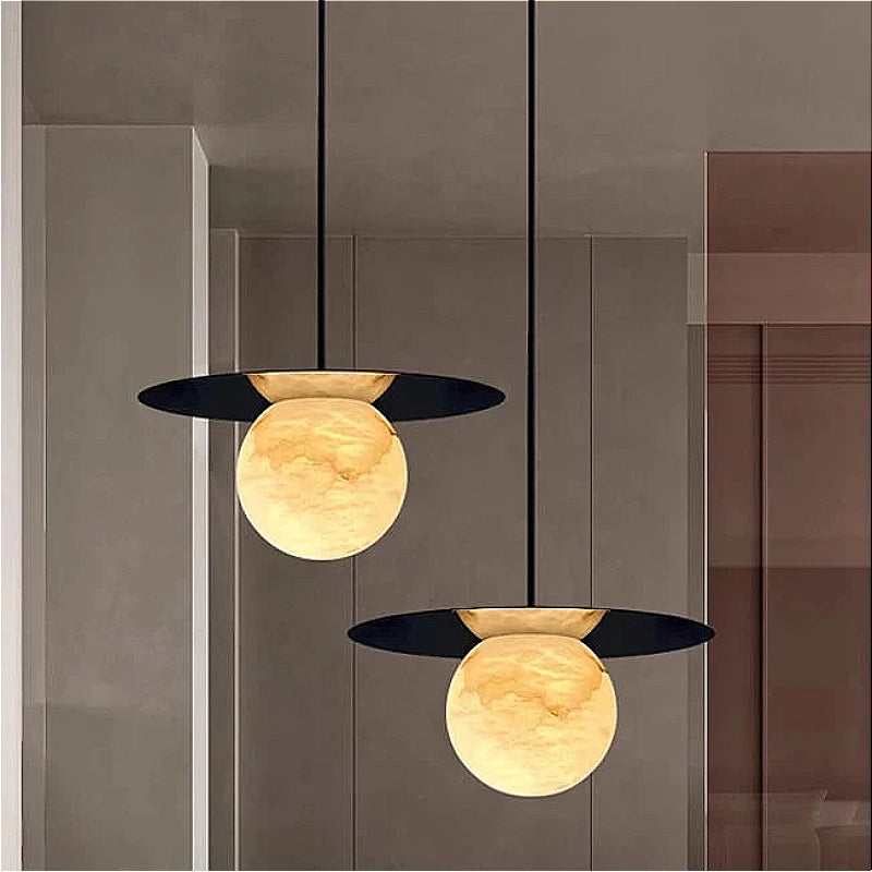 lustre nordique en marbre créatif design lumineux moderne - vue 2 sur 7