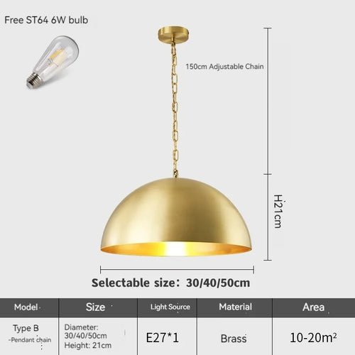 Suspension demi boule en laiton style américain - vue 7 sur 9