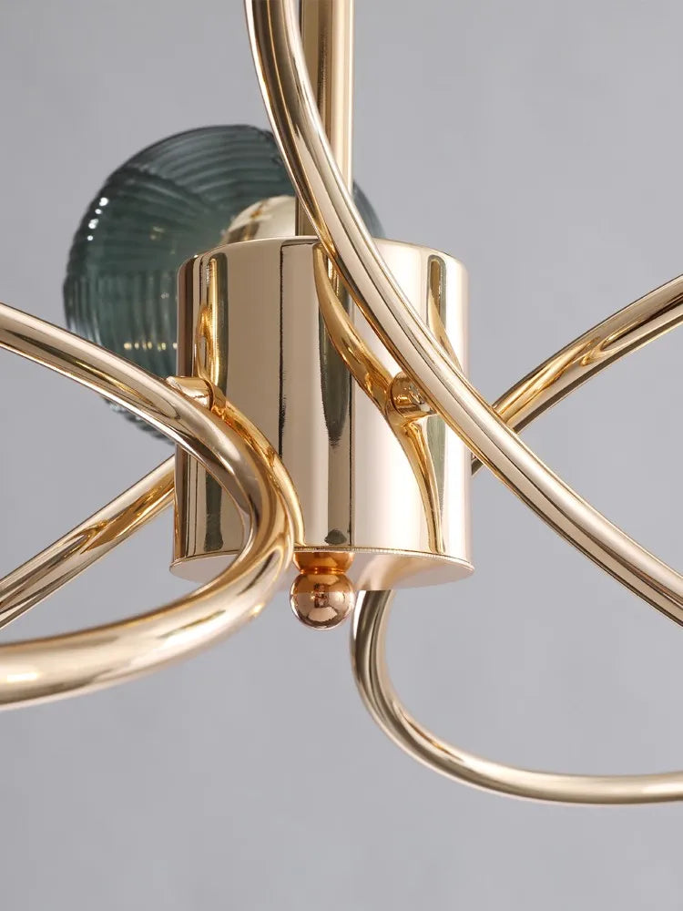 lustre nordique luxueux brillant avec boule de verre - vue 4 sur 9