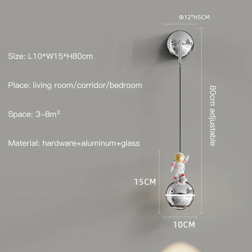 lustre moderne led design astronaute petites suspension - vue 15 sur 18