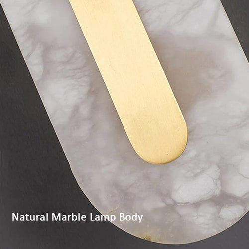 applique murale minimaliste en marbre ovale carré tout en cuivre - vue 7 sur 8