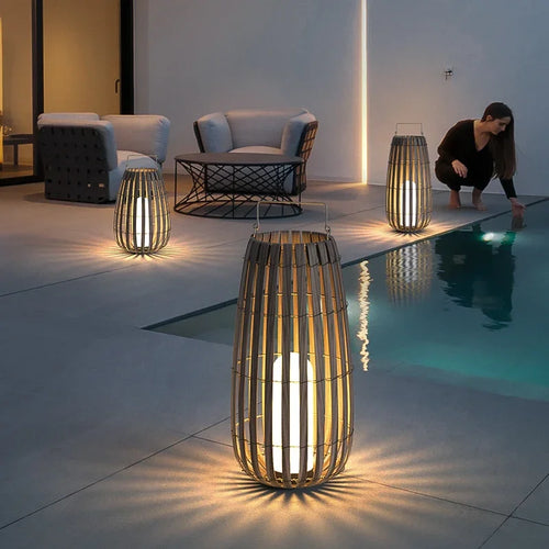 Outdoor Home Garden Solar lights, Rattan IP65 Waterproof Street Lamp Villa Courtyard Landscape Lawn Light For Garden Patio Fence - vue 4 sur 13