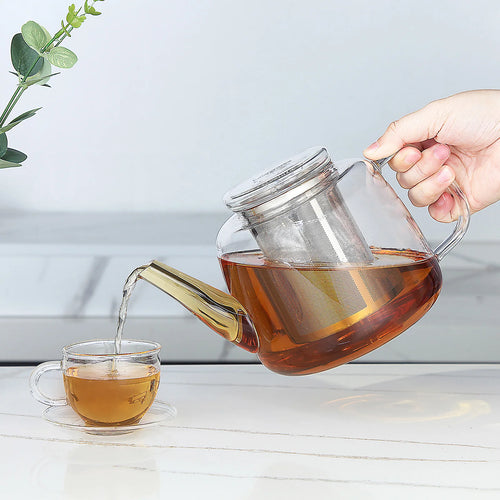 Théière verre borosilicate 1 5l infuseur inox amovible - vue 4 sur 6
