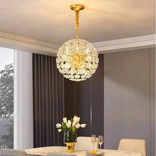 lustre cristal pissenlit cuivre suspension à led décorative - vue 6 sur 12