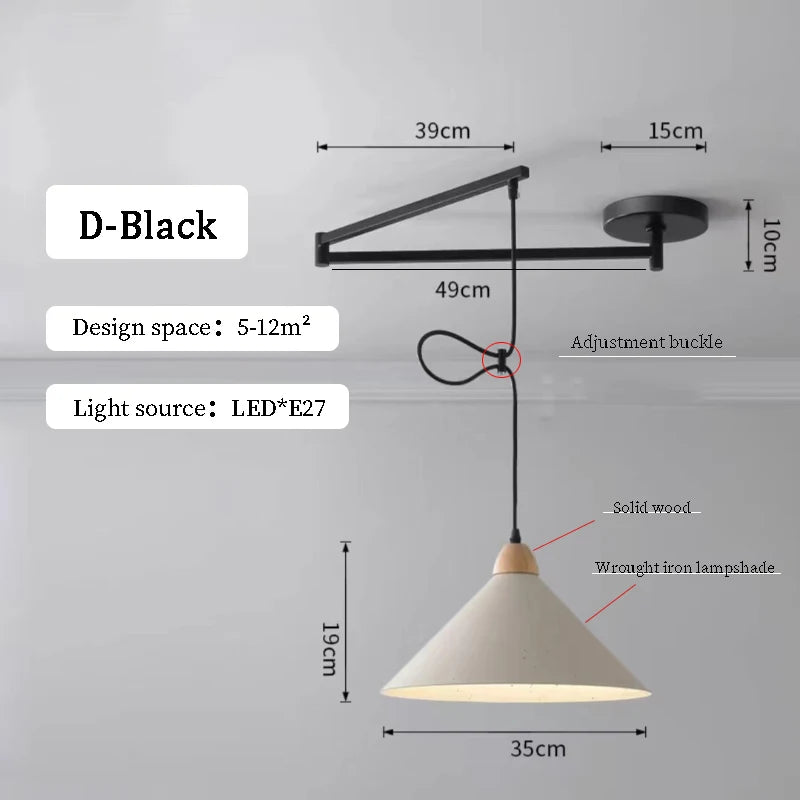 Lustres à bascule de Table à manger modernes LED peuvent être déplacés lampes à long poteau nordique Simple télescopique pliant lustre à bras Long - vue 13 sur 22