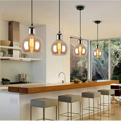 suspension led en verre nordique pour éclairage de table - vue 2 sur 8