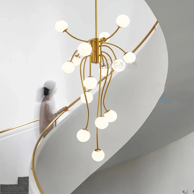 Nordic home decoration, stair chandelier, living room and dining room Pendant lights, ceiling light, indoor lighting - vue 6 sur 8
