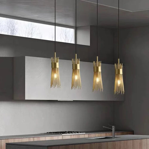 lustre en cuivre plein led décoratif pour maison créatif - vue 4 sur 16